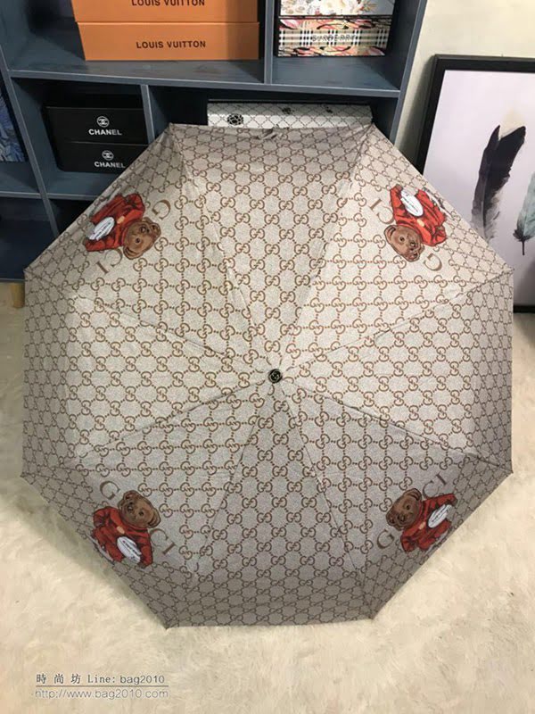 GUCCI古馳傘 小熊極品G家自動傘 古奇小熊圖案 防紫外線 防曬晴雨傘  zm1092